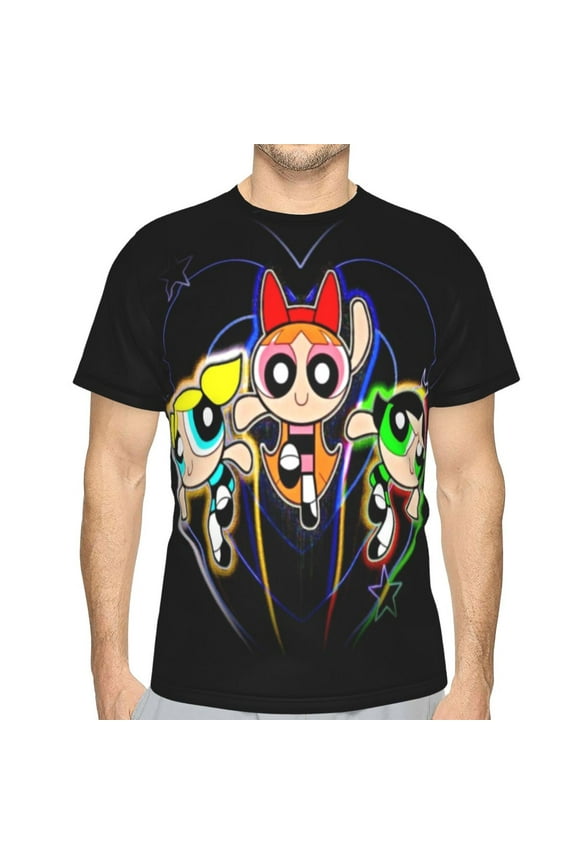 Men Women Powerpuff Girls Shirts Short Sleeve Cosplay Adults Anime T-Shirts Crew Neck 3d Printed Tee Tops