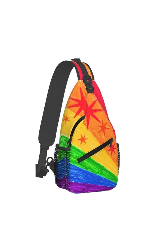 Men Women Pride Rainbow Flag Sling Crossbody Chest Bag Backpack with Convertible Shoulder Strap