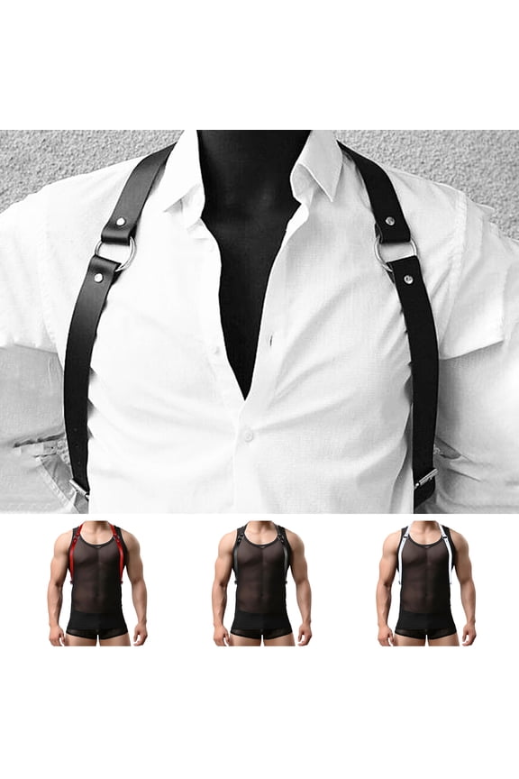 Men Women Punk Belt Punk Style Adjustable Faux Leather Harness with Buckled Straps Clothing Accessory