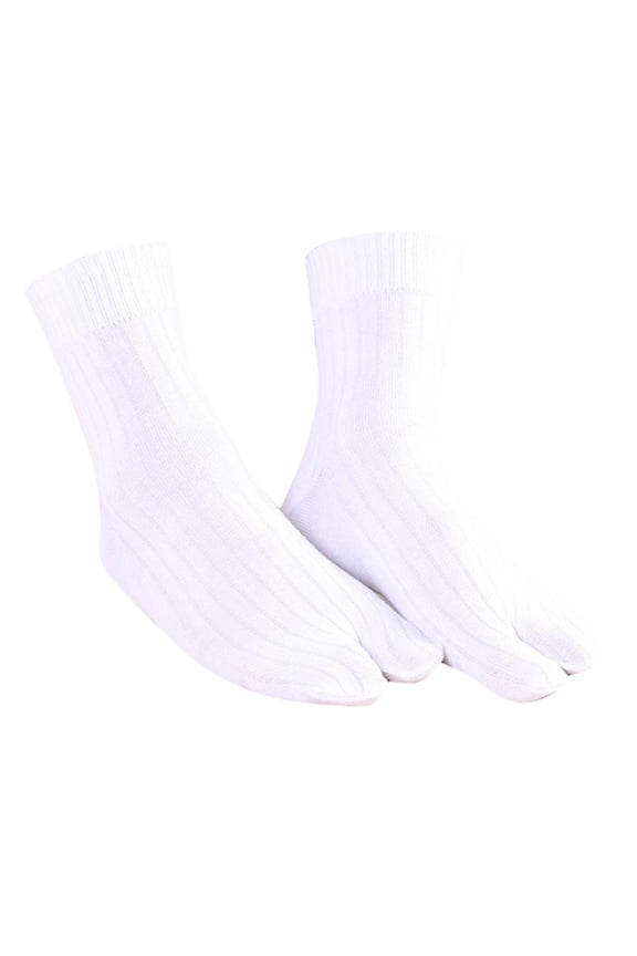 Men Women Pure Cotton 2 Toe Socks Striped Tabi Socks Hallux Corrector White