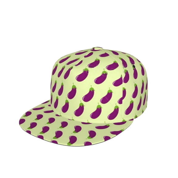 Men Women Purple Eggplant Pattern Flat Bill Hip Hop Visor Snapback Hat Adjustable Baseball Cap