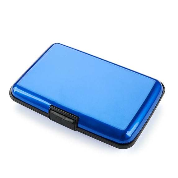 Men Women RFID Blocking Anti-Theft Wallets Aluminum ID Card Case Coin Purse RFID Wallet Credit Card Holder BLUE