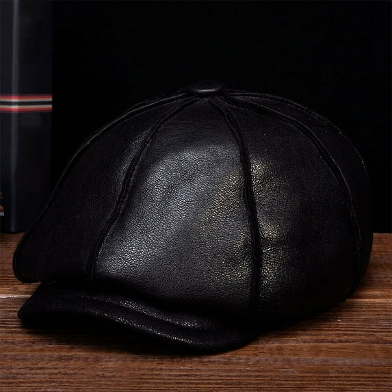 Men Women Real F-ur Beret Hat Geunine Leather Unisex Bucket Caps Berets ,Classic Design