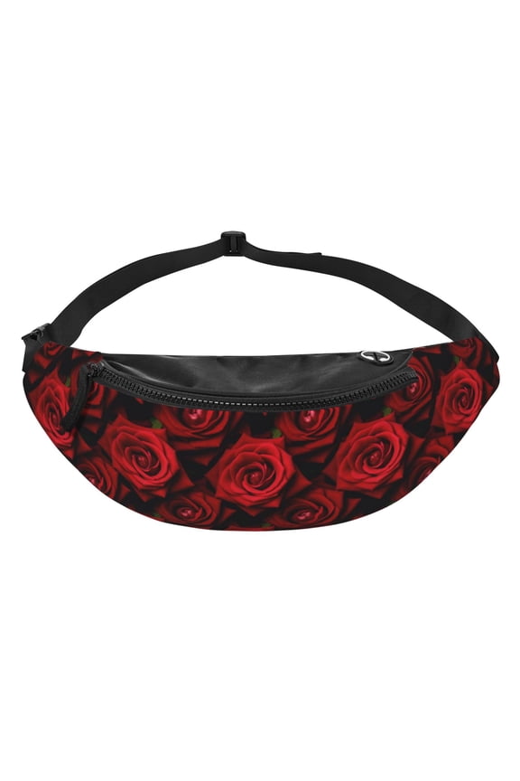 Men Women Red Roses Fanny Pack Crossbody Waist Belt Bag Easy Carry Any Phone Wallet
