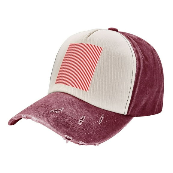Men Women Red White Vertical Stripe Pattern Distressed Twill Cotton Baseball Cap Vintage Adjustable Dad Hat