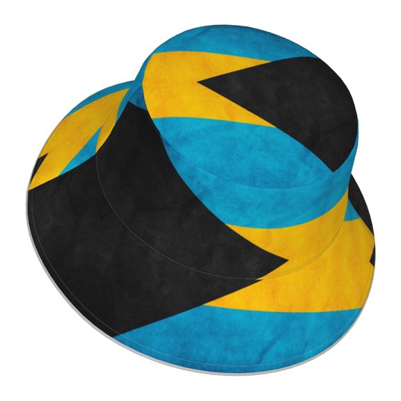 Men Women Retro Bahamian Flag Reflective Bucket Hat Reversible Runner Cap Visor Hat