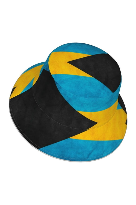 Men Women Retro Bahamian Flag Reflective Bucket Hat Reversible Runner Cap Visor Hat