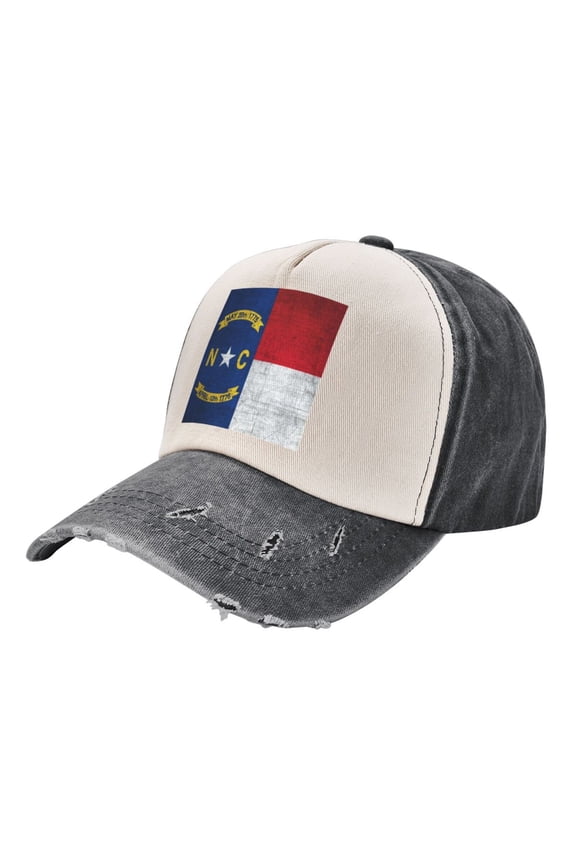Men Women Retro North-Carolina Flag Distressed Twill Cotton Baseball Cap Vintage Adjustable Dad Hat