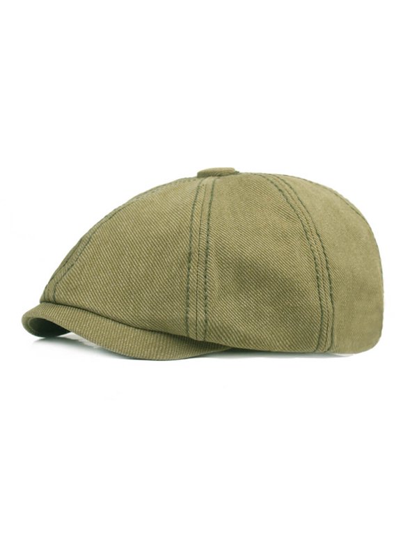 Men Women Retro Octagonal Canvas Newsboy Hat Gatsby Peaked Cabbie Baker Beret Flat Hat
