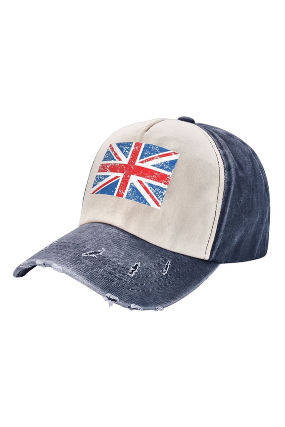 Men Women Retro Union-Jack Flag Distressed Twill Cotton Baseball Cap Vintage Adjustable Dad Hat