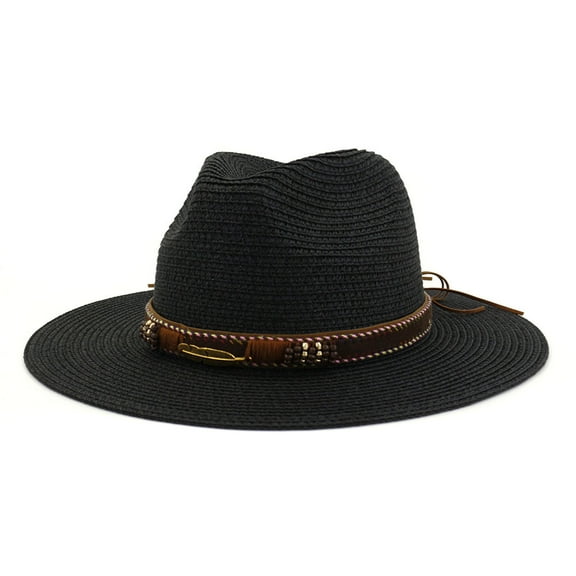 Men Women Retro Western Cowboy Riding Hat Leather Belt Wide Cap Hat Mens Mesh Hat Gravely Hat Polyester Hat Rhinestone Cardigan Lean Dad Hat Low Profile Baseball Caps for Men Squints Divided Hats