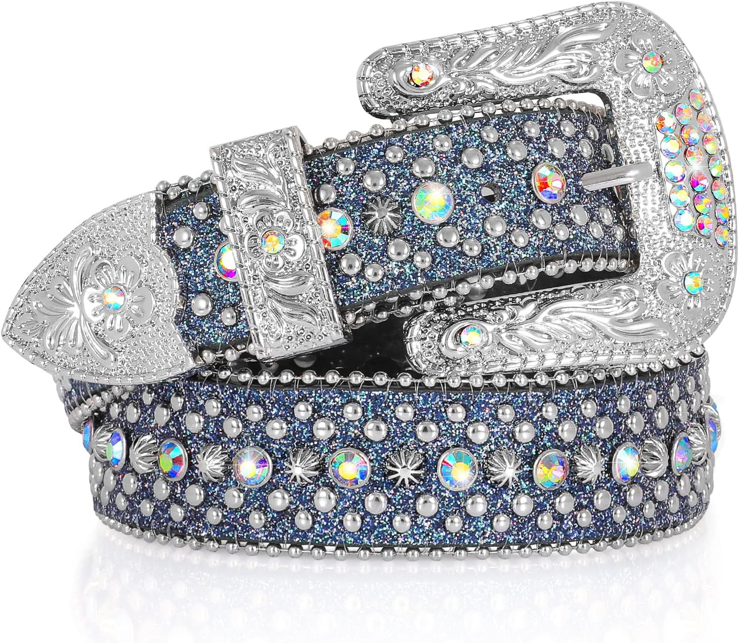 2439 Womens Men Rhinestone Western Belts Bling Cowgirl Designer Diamond SUOSDEY Men Women Rhinestone Belt Western Cowboy Cowgirl  main image 4