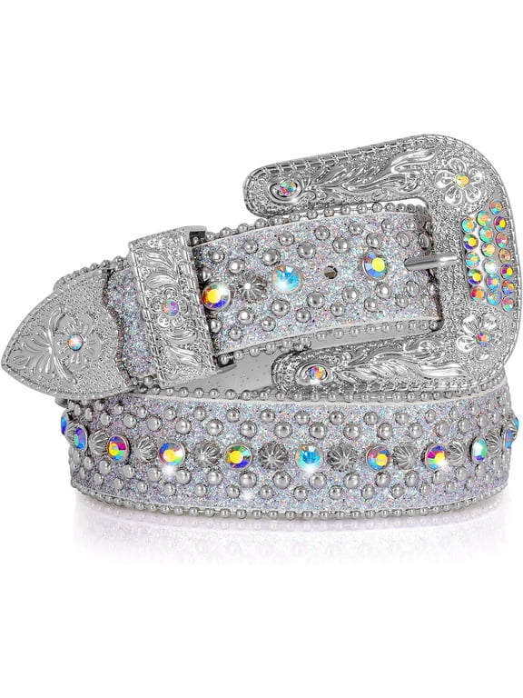 Men Women Rhinestone Belt Western Cowboy Cowgirl Shine Crystal Diamond Studded Luxury Strap Belts