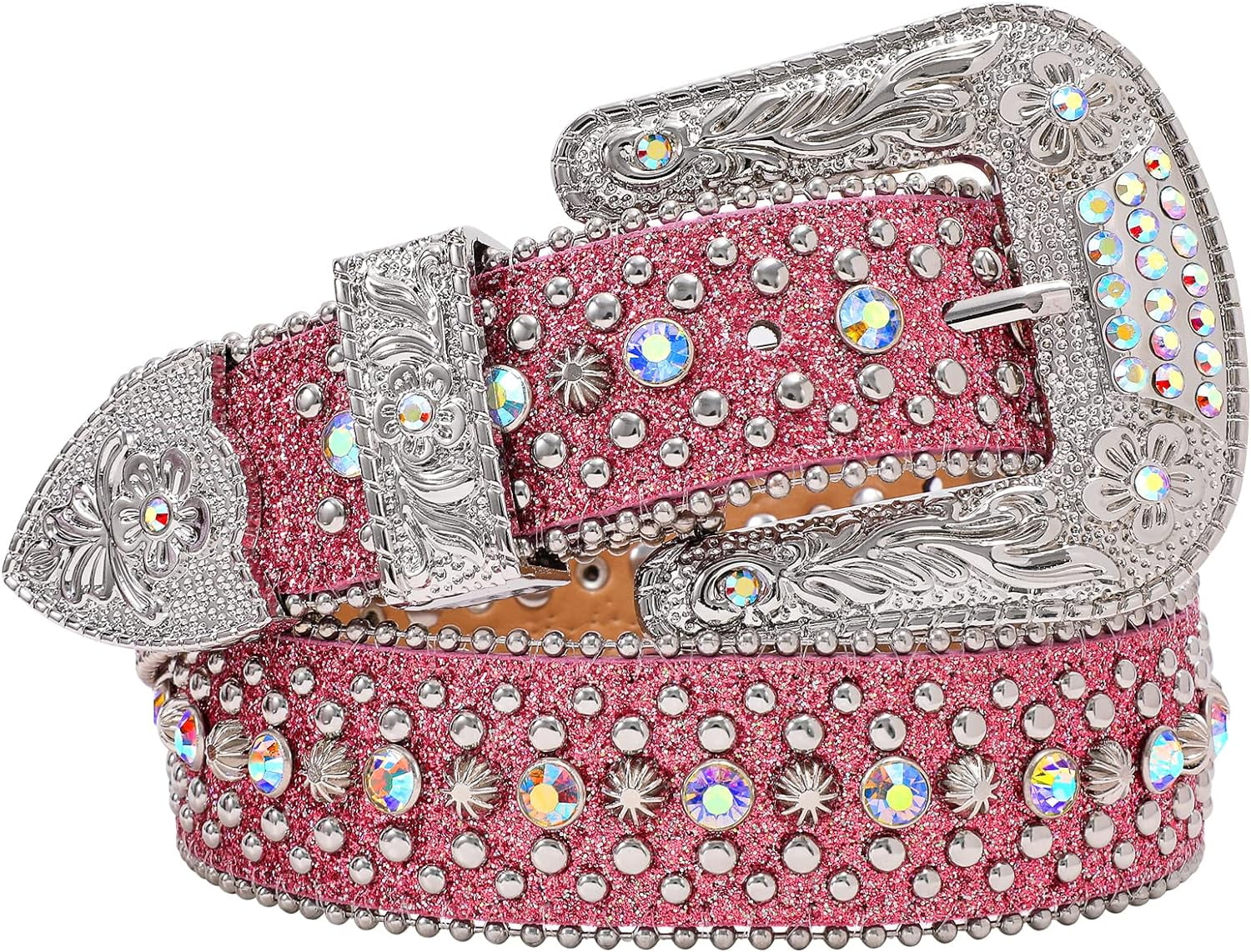 Men Women Rhinestone Belt Western Cowboy Cowgirl Shine 