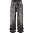 thumbnail image 1 of Men Women Rhinestone Wide Leg Jeans,Vintage Baggy Sparkly Bling Y2K Denim Pants, 1 of 6