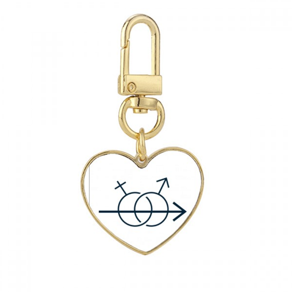 Men Women Rhythm Connection Love Gold Heart Keychain Metal Keyring Holder