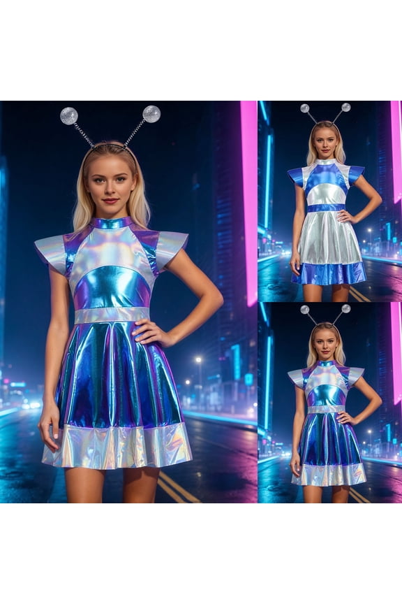 Men Women Role Play Alien Character Roleplay Holiday Blue XXL