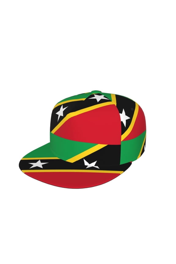 Men Women Saint Kitts And Nevis Flag Flat Bill Hip Hop Visor Snapback Hat Adjustable Baseball Cap