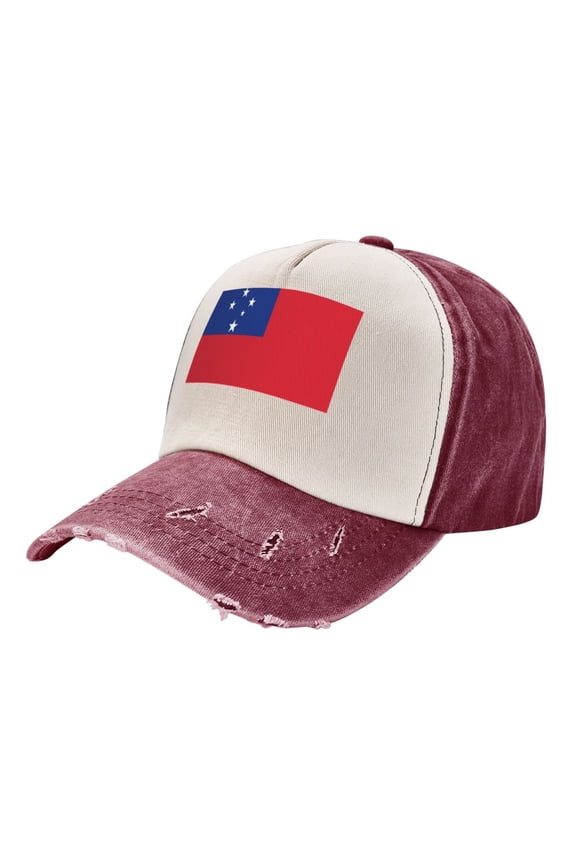 Men Women Samoan Flag Distressed Twill Cotton Baseball Cap Vintage Adjustable Dad Hat
