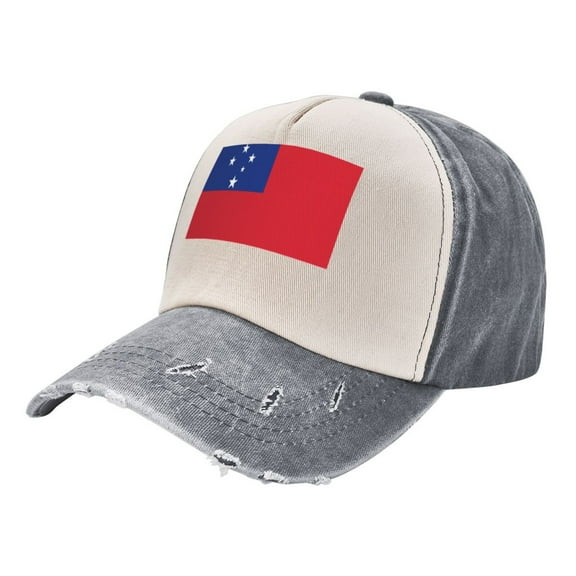 Men Women Samoan Flag Distressed Twill Cotton Baseball Cap Vintage Adjustable Dad Hat
