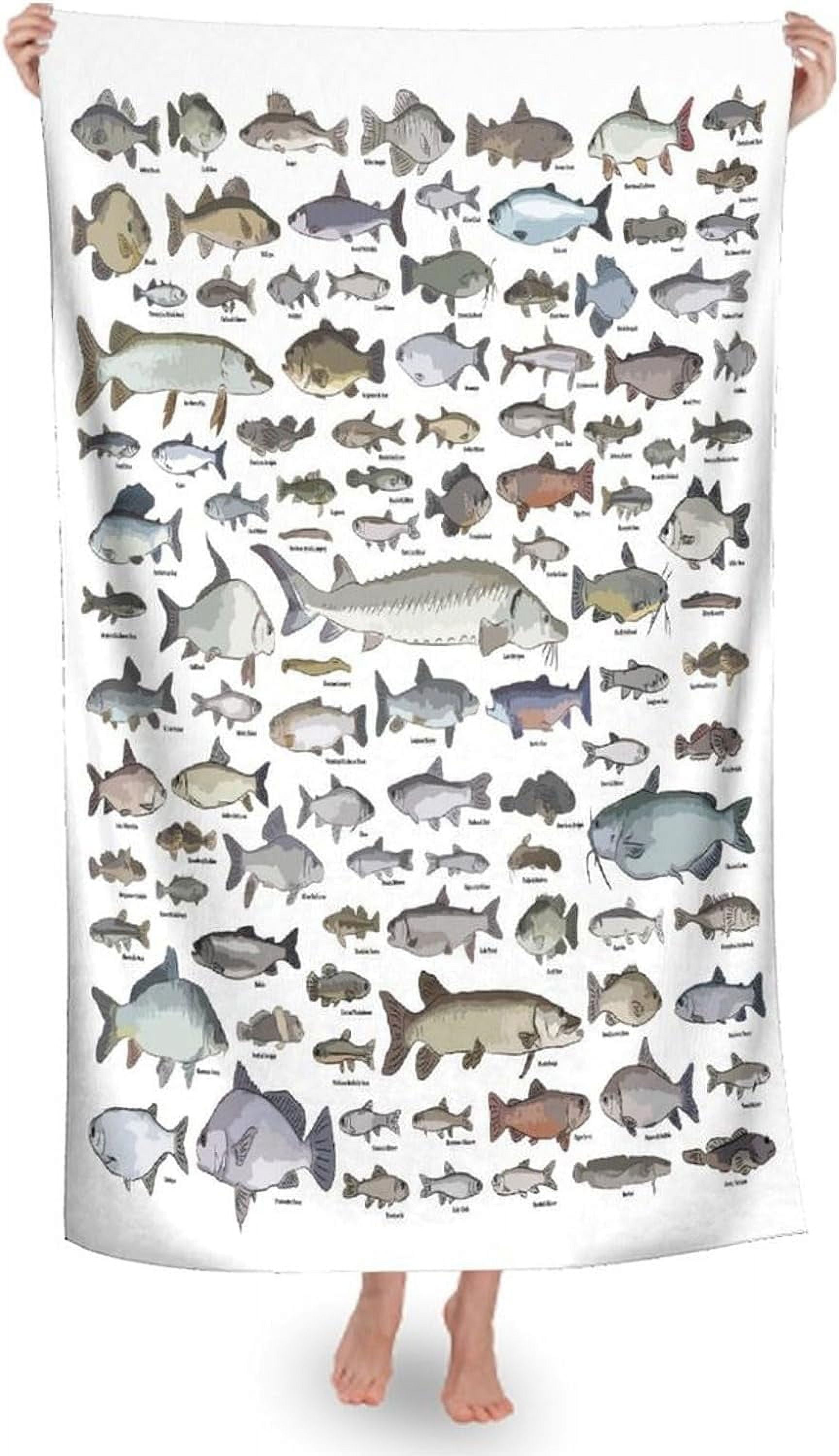 Men Women for Sea Fish Pattern Bath Towel, Beach Towel, Large Pool Towels, Quick Dry Bath Towel, Light Travel Towel, Blankets, Throw Blanket for Couch