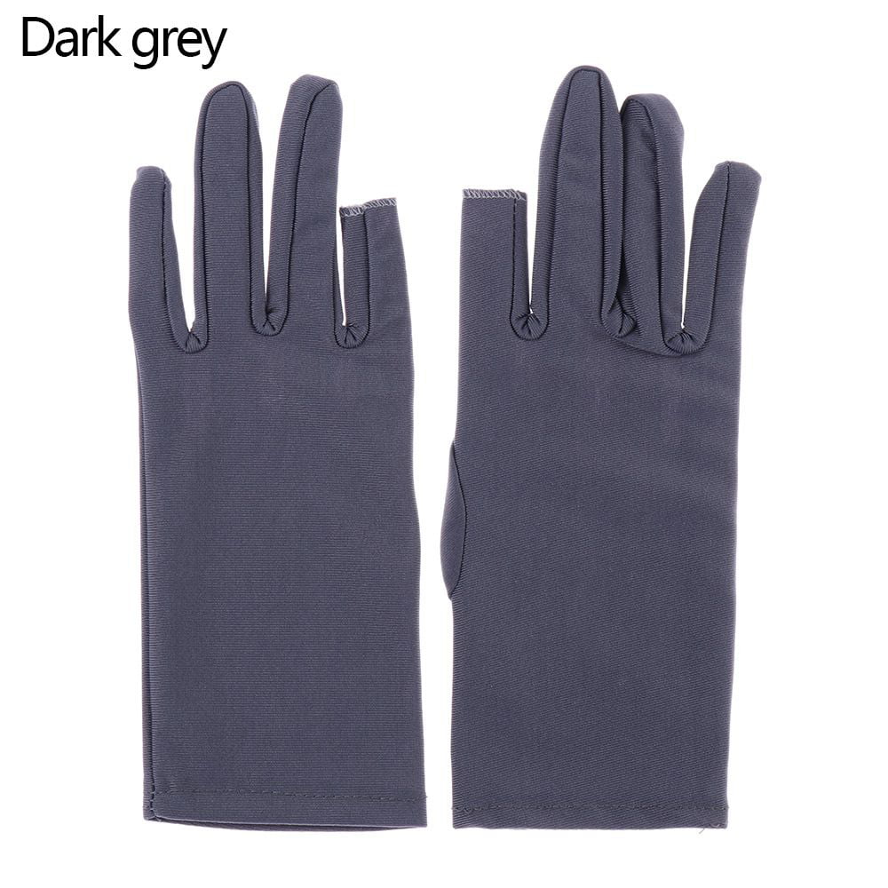 Men/Women Short Stretch Breathable Sun Protection Thin Spandex Gloves  Summer Mittens Two Finger Touch screen Driving Gloves WHITE 
