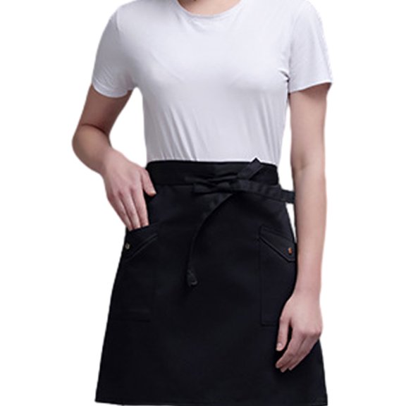Men Women Short Waist Bistro Bartender Apron Holding Server Pen Card Money Tips Kitchen, - black