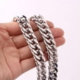 thumbnail image 1 of Men Women Silver Stainless Steel Curb Cuban Link Chain Necklace Bracelet Jewelry, 1 of 5