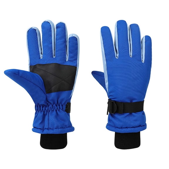 Men Women Ski Gloves for Men Women Simple Color Block Windproof Waterproof Cold Weather Thermal Protection Blue
