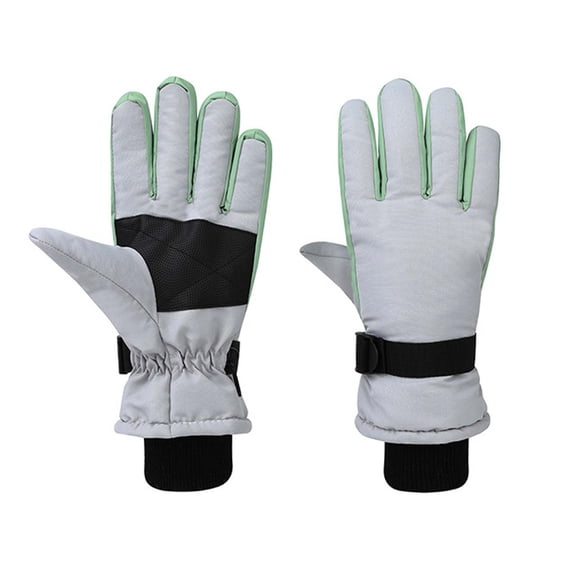 Men Women Ski Gloves for Men Women Simple Color Block Windproof Waterproof Cold Weather Thermal Protection Light Green