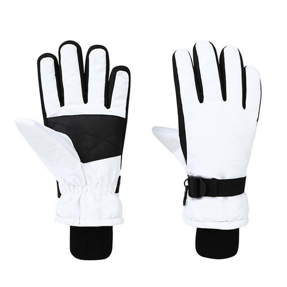 Men Women Ski Gloves for Men Women Simple Color Block Windproof Waterproof Cold Weather Thermal Protection White