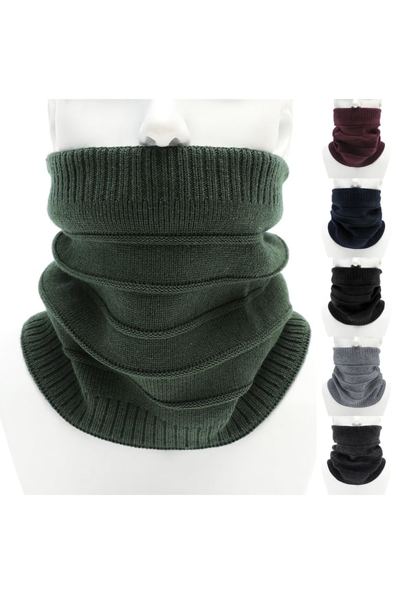 Men Women Slouch Ruffled Neck Gaiter, Windproof Adjustable Height thermal Knit Neck Warmer for Winter Running Cycling Ski Daily Outdoor Use
