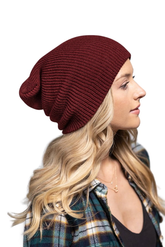 Men Women Slouchy Knit Ski Hat Cuffed Skull Cap Beanie