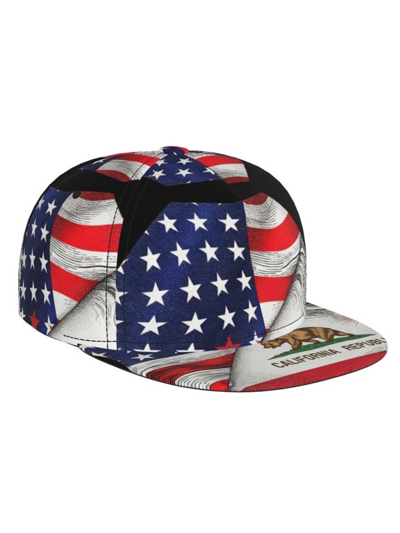 Men Women Snapback Hat America Flag And California Flag Hip Hop Style Flat Bill Baseball Cap