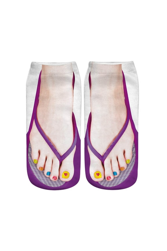 Men Women Socks 3D Pattern Manicure Print Socks Flop Funny Hidden Running Socks Women Personalized Low Cut Ankle