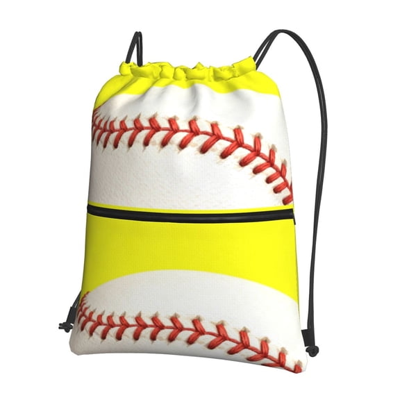 Men Women Softball Baseball Sport Gym Water Resistant Sackpack Drawstring Backpack Bag