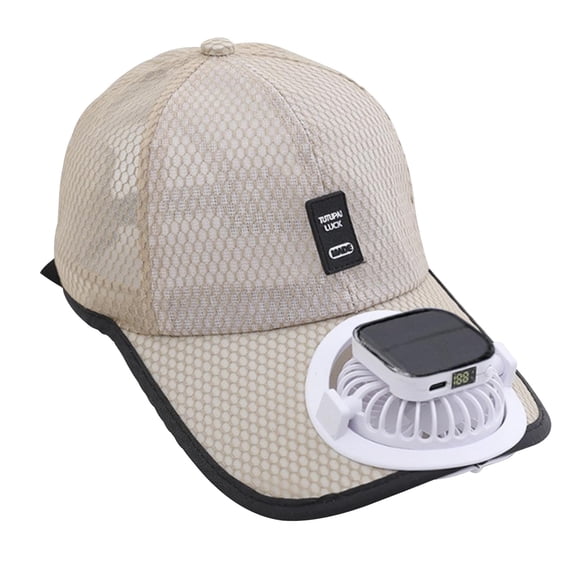Men Women Solar Powered Fan Hat Cooling Baseball Hat Fishing Camping Beach Hats with Solar Fans Summer USB Charging Sun Hats Black