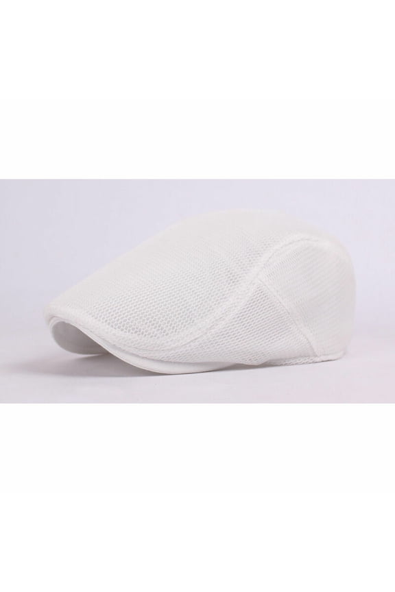 Men Women Solid Black White Mesh Ivy Peaked Hat Beret Cabbie Driver Baker Flat Cap