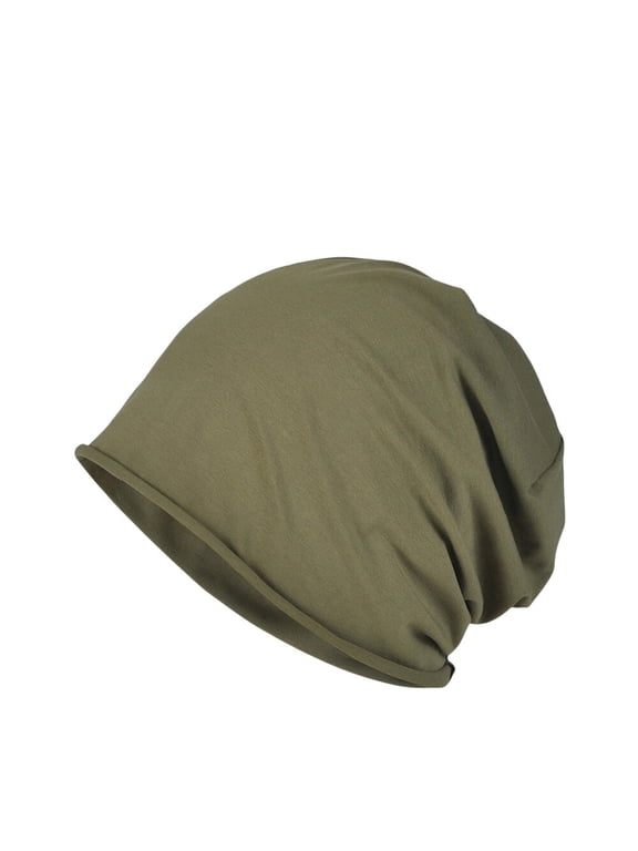 Men Women Solid Cotton Stretch Beanie Hat Elastic Summer Sun Baggy Slouchy Cap