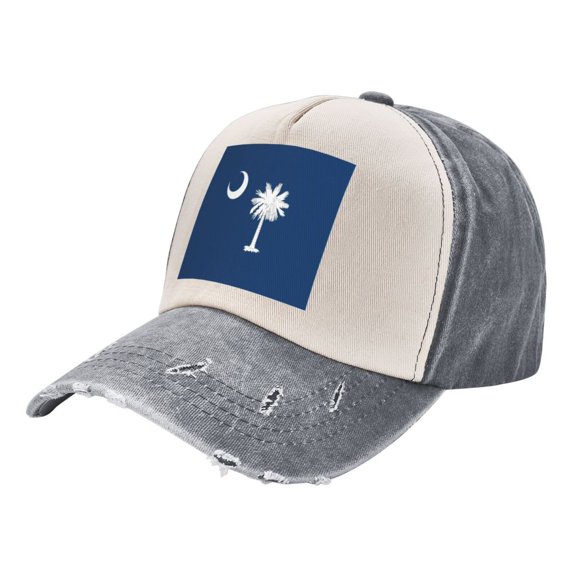 Men Women South Carolina Flag Pattern Distressed Twill Cotton Baseball Cap Vintage Adjustable Dad Hat