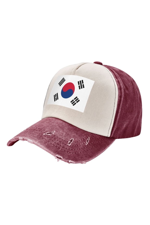 Men Women South Korean Flag Distressed Twill Cotton Baseball Cap Vintage Adjustable Dad Hat