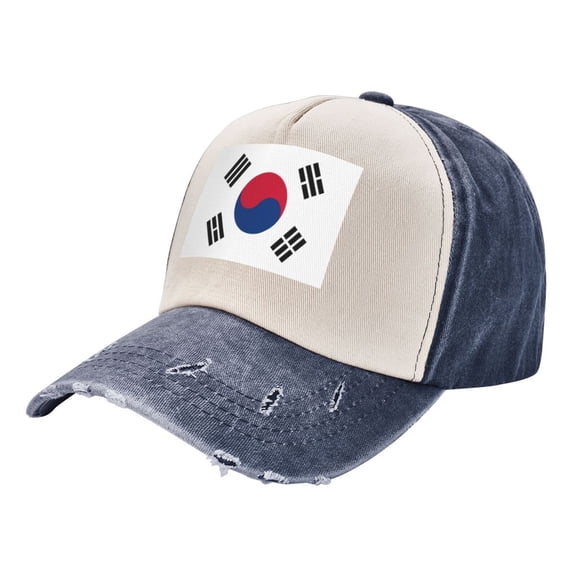 Men Women South Korean Flag Distressed Twill Cotton Baseball Cap Vintage Adjustable Dad Hat