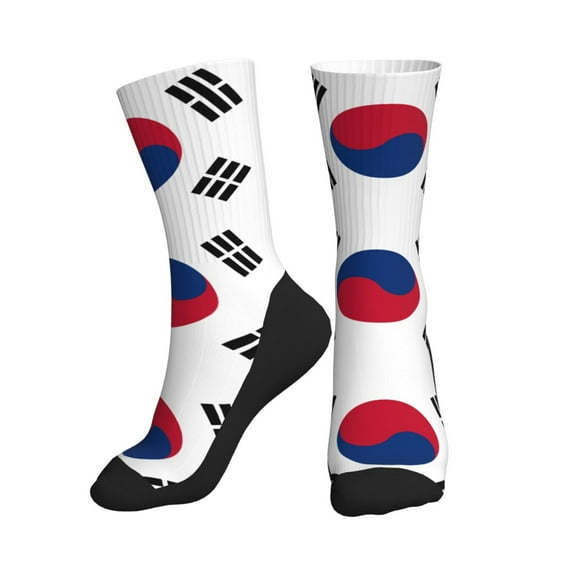 Men Women South Korean Flag Funny Novelty Mid-Crew Socks