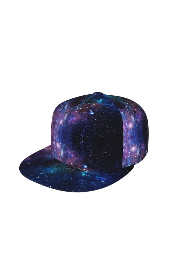 Men Women Space Galaxy Flat Bill Hip Hop Visor Snapback Hat Adjustable Baseball Cap