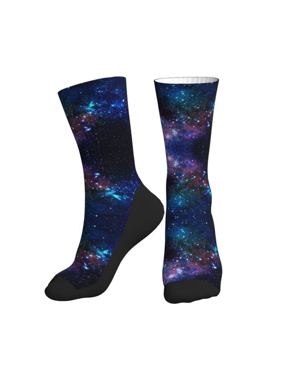 Men Women Space Galaxy Funny Novelty Mid-Crew Socks