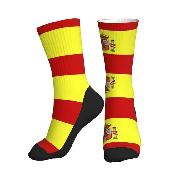 Men Women Spanish Flag Novelty Soft Funny Dress Crew Socks