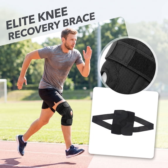 Men Women Sports Knee Brace, Breathable Mesh Adjustable Knee Support for Running Fitness Knee Recovery Black M