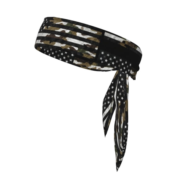 Men Women Sports Tennis Tie Headband Karate Head Tie Athletic Sweatbands America Camouflage Flag Elastic Hair Bands