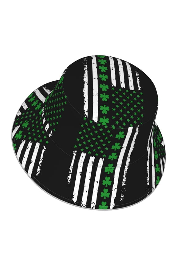 Men Women St. Patrick'S Day Irish America Flag Reflective Bucket Hat Reversible Runner Cap Visor Hat