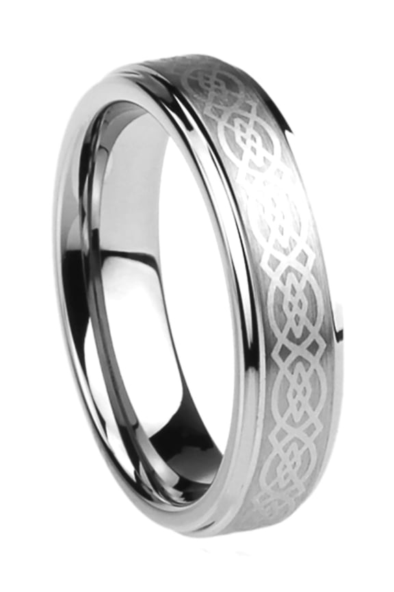 Men Women Stainless Steel 6mm Wedding Band Ring Celtic Knot Engraved Ring (5 to 13)